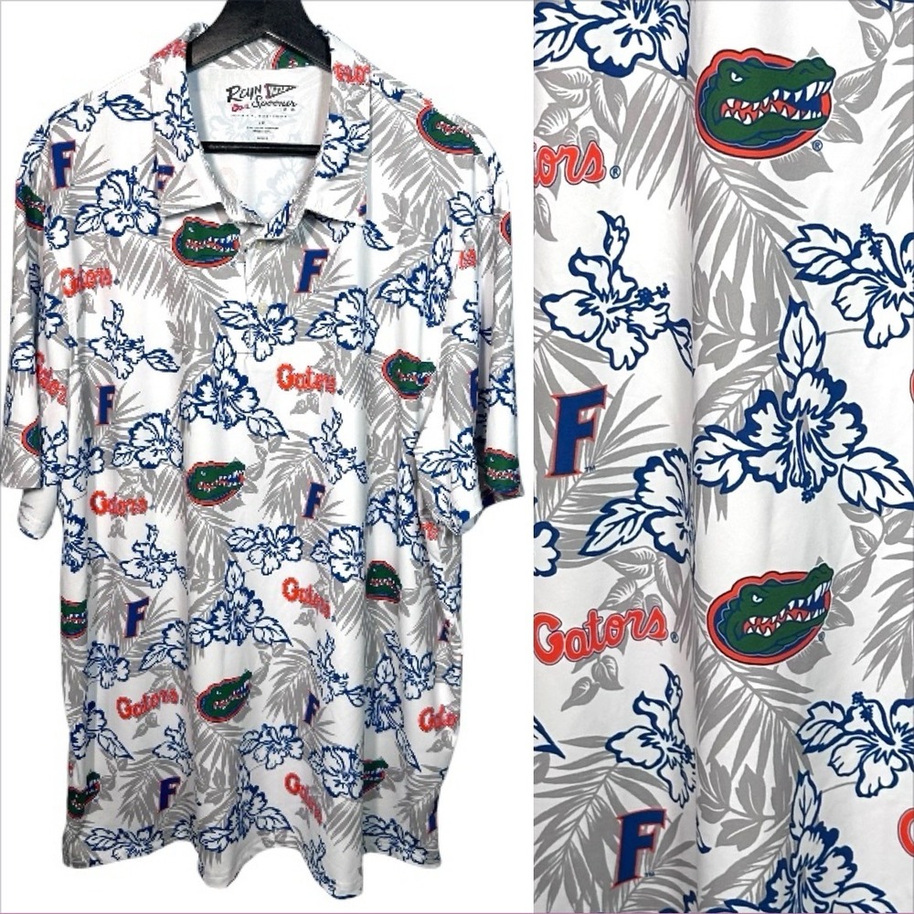 Reyn Spooner Mens Florida Gators Hawaiian Button-Front Performance Shirt XXL